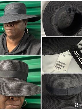 H&M Women’s Black Wide-Brim Straw Hat with Band
